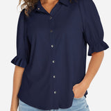 Elbow Puff Sleeve Snap Front Shirt (Liverpool)