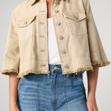 3/4 Sleeve Frayed Hem Flounce Jacket (Liverpool)