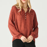 Half Placket Jacquard Blouse (Dex)