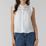 Lace Insert Button Front Blouse (Dex)