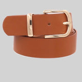 Faux Leather Metal Buckle Belt (Brown)