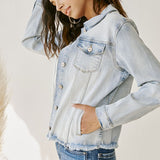 FINAL SALE ~ KAN CAN Zoey Distressed Denim Jacket