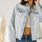 KAN CAN Zoey Distressed Denim Jacket