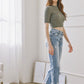 KAN CAN Distressed High Rise Straight Jean (Ivette)