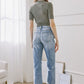 KAN CAN Distressed High Rise Straight Jean (Ivette)