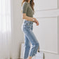 KAN CAN Distressed High Rise Straight Jean (Ivette)