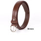 Women's Silver Buckle Skinny Belt (Brown)