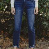 KAN CAN Double Button High Rise Slim Straight Jean (Ava)