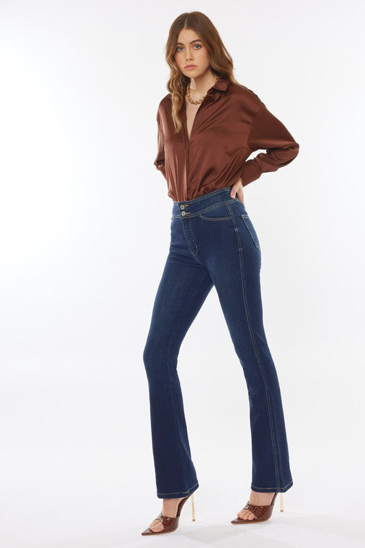 KAN CAN Double Button Bootcut Jean (Ellie)