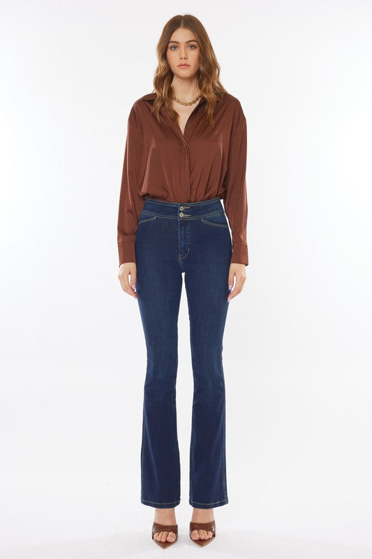 KAN CAN Double Button Bootcut Jean (Ellie)