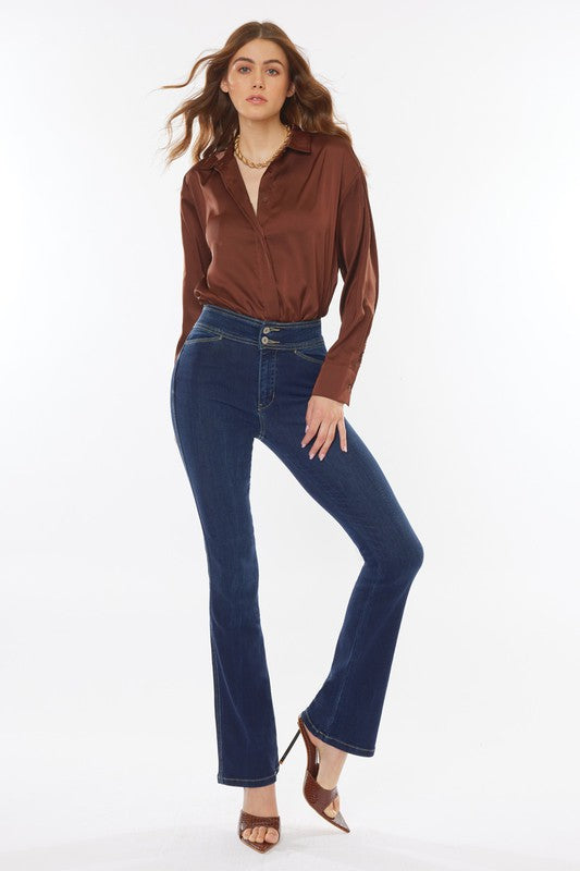 KAN CAN Double Button Bootcut Jean (Ellie)