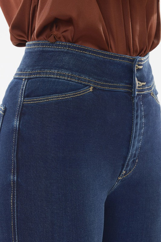 KAN CAN Double Button Bootcut Jean (Ellie)