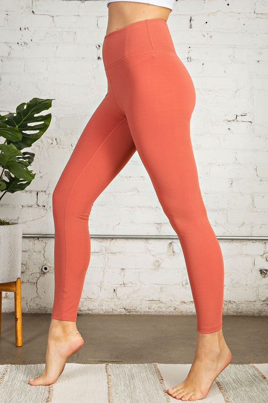 RAE MODE Full Length Wide Waistband Compression Legging (Rustic Coral)