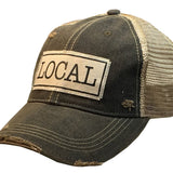 "LOCAL" Distressed Trucker Cap (Black)