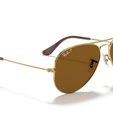 RAY-BAN Aviator Large Metal Mirror Sunglasses (Arista w/ Brown Polarized)