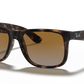 RAY-BAN Men's Justin Rubber Sunglasses (Havana/Grey Gradient Brown)