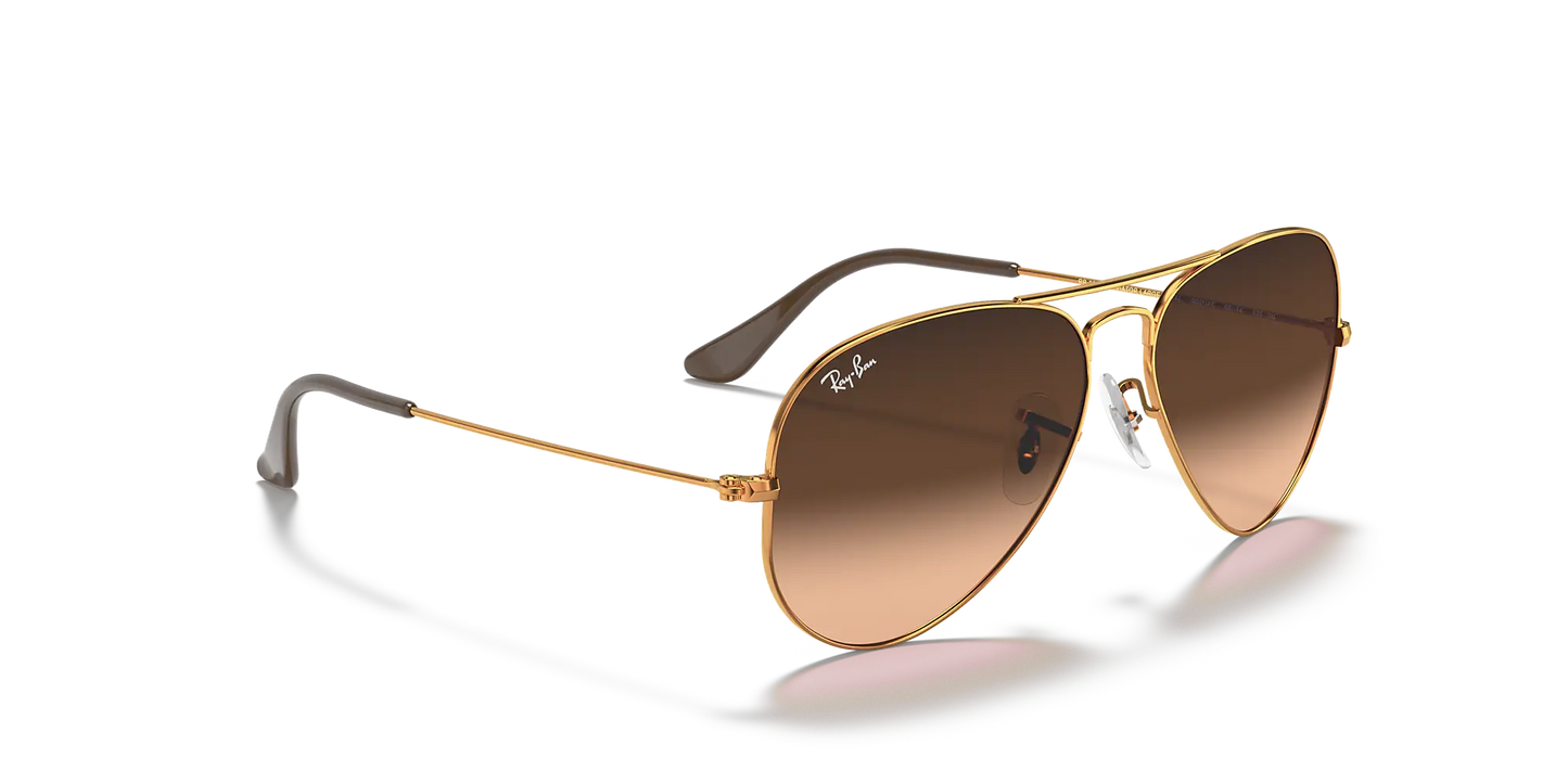 RAY-BAN Aviator Large Metal Mirror Sunglasses (Light Bronze w/Pink Gradient)