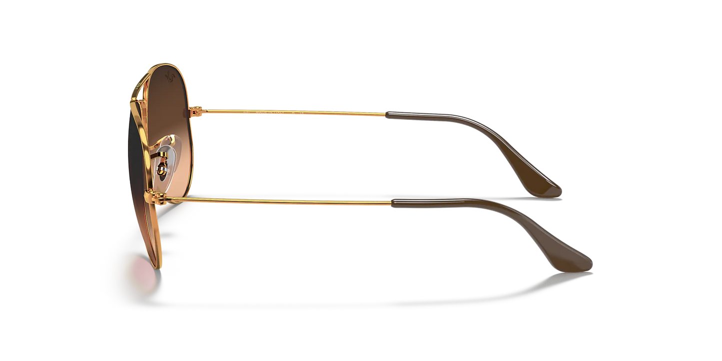 RAY-BAN Aviator Large Metal Mirror Sunglasses (Light Bronze w/Pink Gradient)