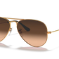 RAY-BAN Aviator Large Metal Mirror Sunglasses (Light Bronze w/Pink Gradient)