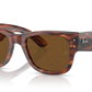RAY-BAN Women's Mega Wayfarer Classic Sunglasses (Striped Havana/Brown Polarized)