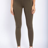 MONO B Tapered Band Essential Solid High Waist Legging (Olive)