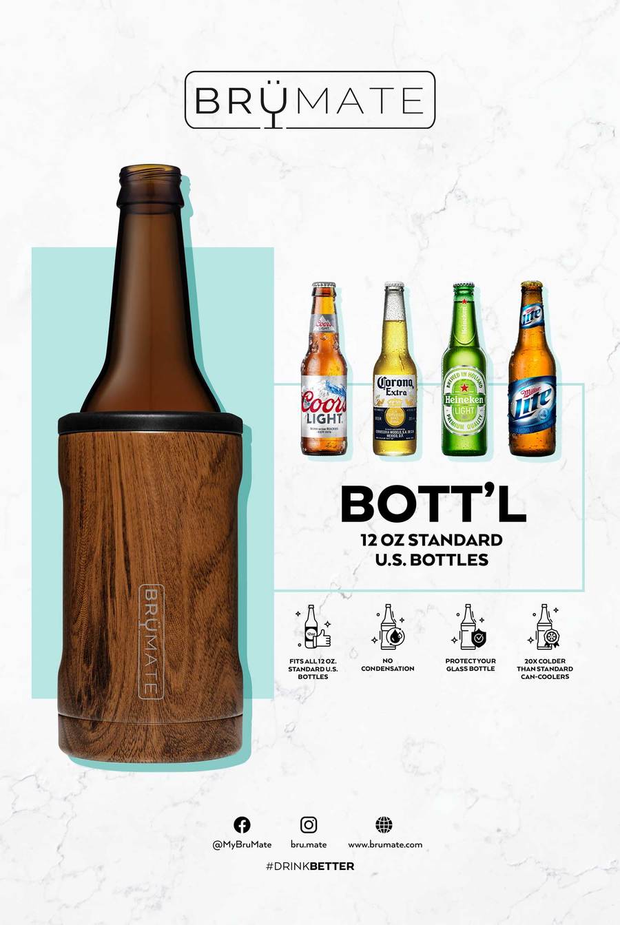 BruMate Hopsulator Bott'l (Glitter White)