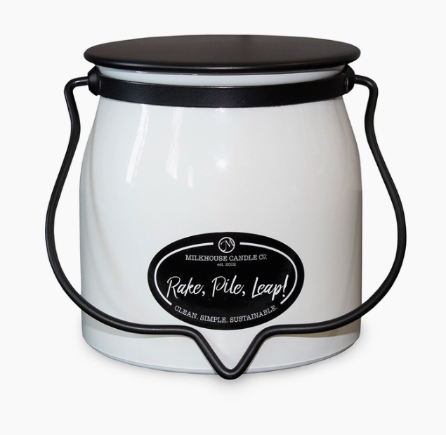 MILKHOUSE  16 Oz. Butter Jar Candle (Rake, Pile, Leap!) (LOCAL PICKUP ONLY)