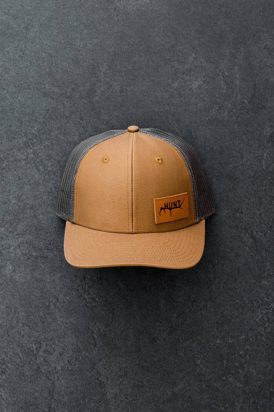 Men's Leather Badge "Hunt" Trucker Hat